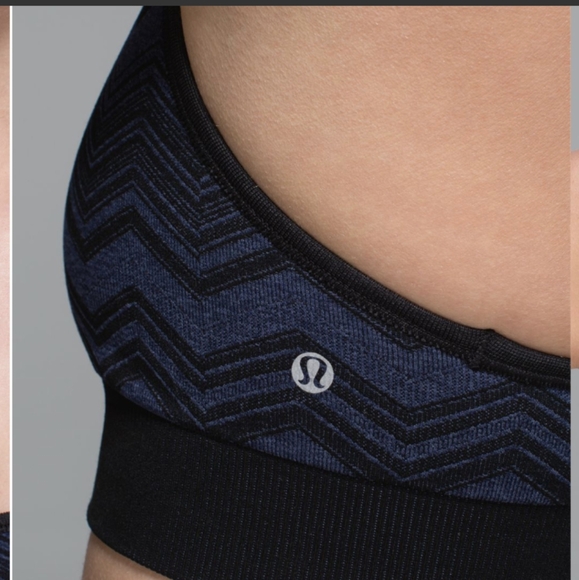 Lululemon Ebb & Flow Racerback Bra Reversible Heathered Deep Navy - Picture 3 of 10